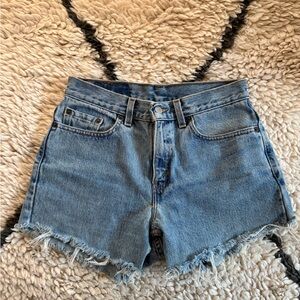 Levi's Light Blue Frayed Hem Denim Shorts